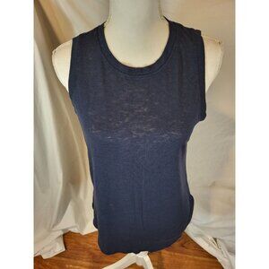 Athleta Top‎ Womens Large Navy Blue Breezy High Neck Swim Yoga Athletic Tank Gym